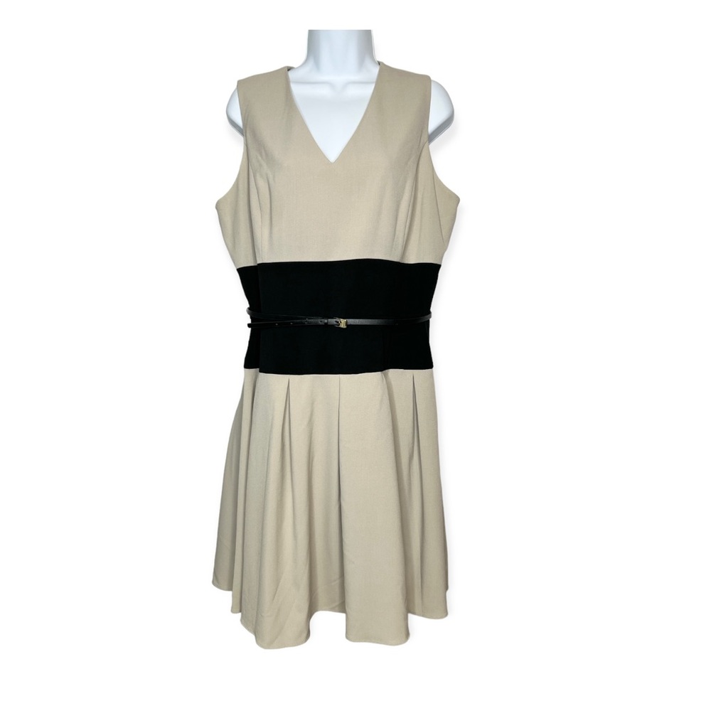 Calvin Klein Sleeveless Color Block Fit & Flare Dress